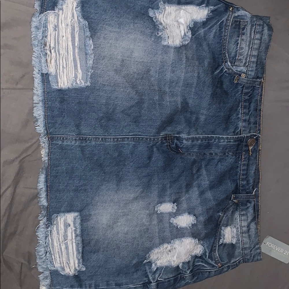 distressed plus size denim skirt